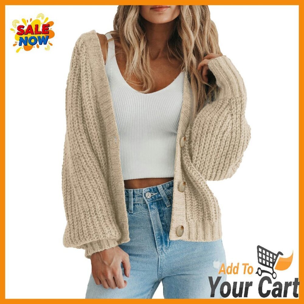 Chunky Knit Open Front Cardigan - Oversized Fit - Soft V-Neck Sweater